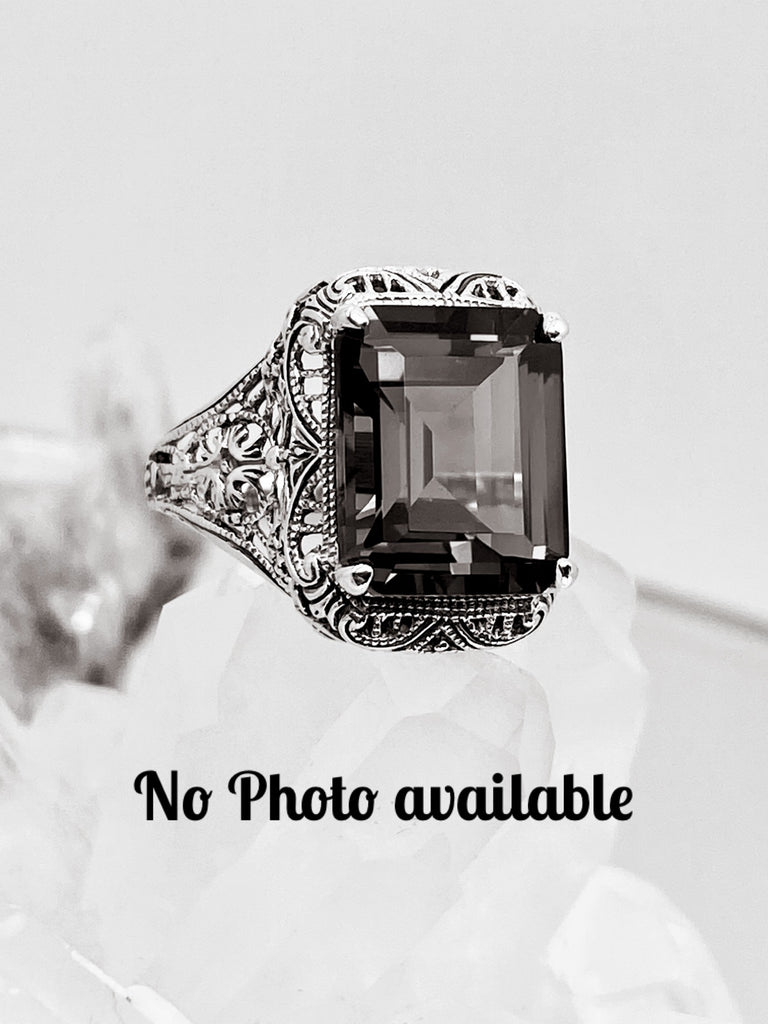 No photo available for the london blue simulated  Topaz Ring, Autumn Design, Rectangle Gemstone, Vintage Victorian Jewelry, #D200