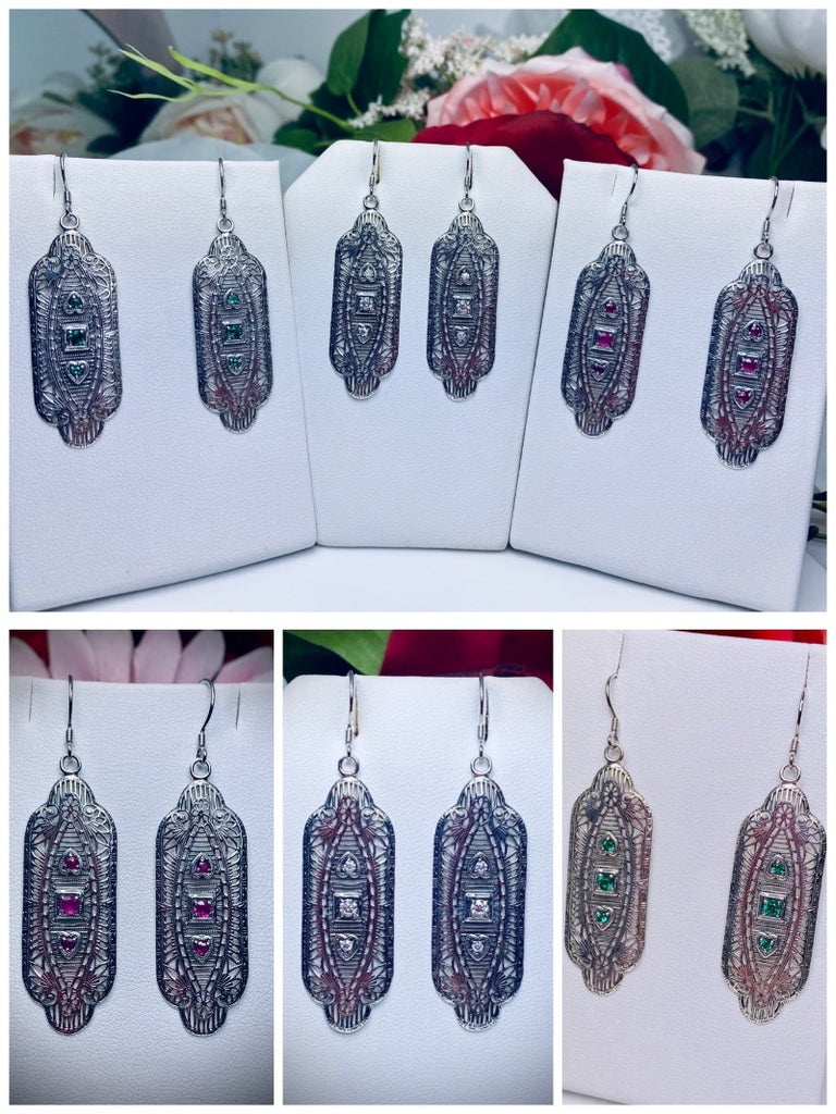  Earrings, Vintage style, sterling silver filigree, Angel Wing Earrings, Vintage Antique Jewelry, Silver Embrace Jewelry, E359