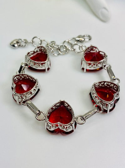 Ruby Beaded Obsidian Gemstone Bracelet