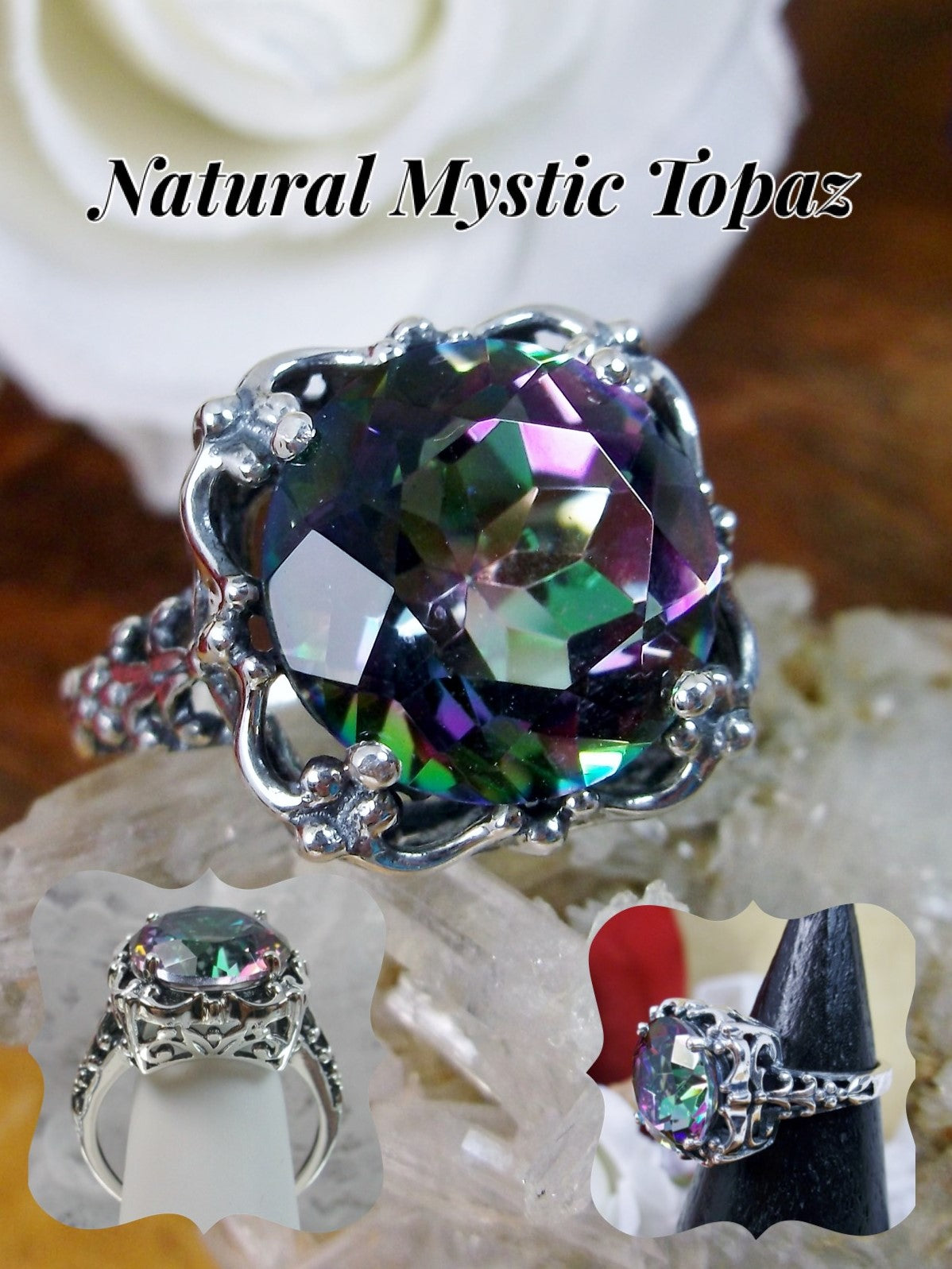 Ornate Mystic Topaz Ring