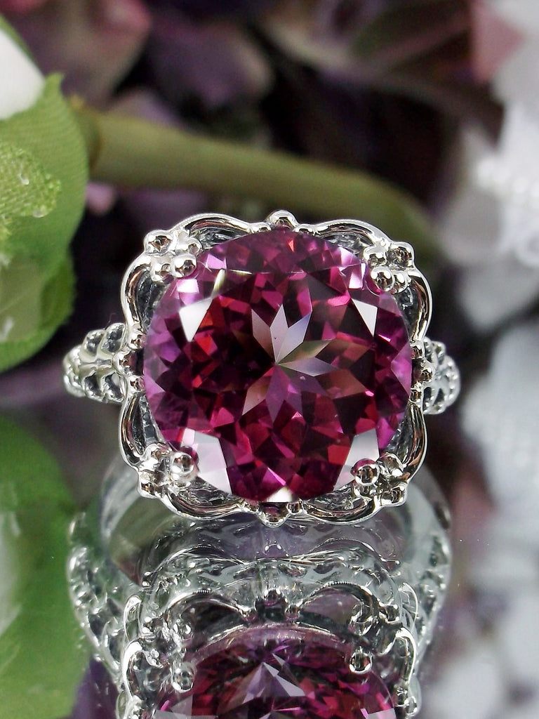Natural Pink Topaz Ring, Speechless Design #D103, Sterling Silver Filigree, Vintage Jewelry, Silver Embrace Jewelry
