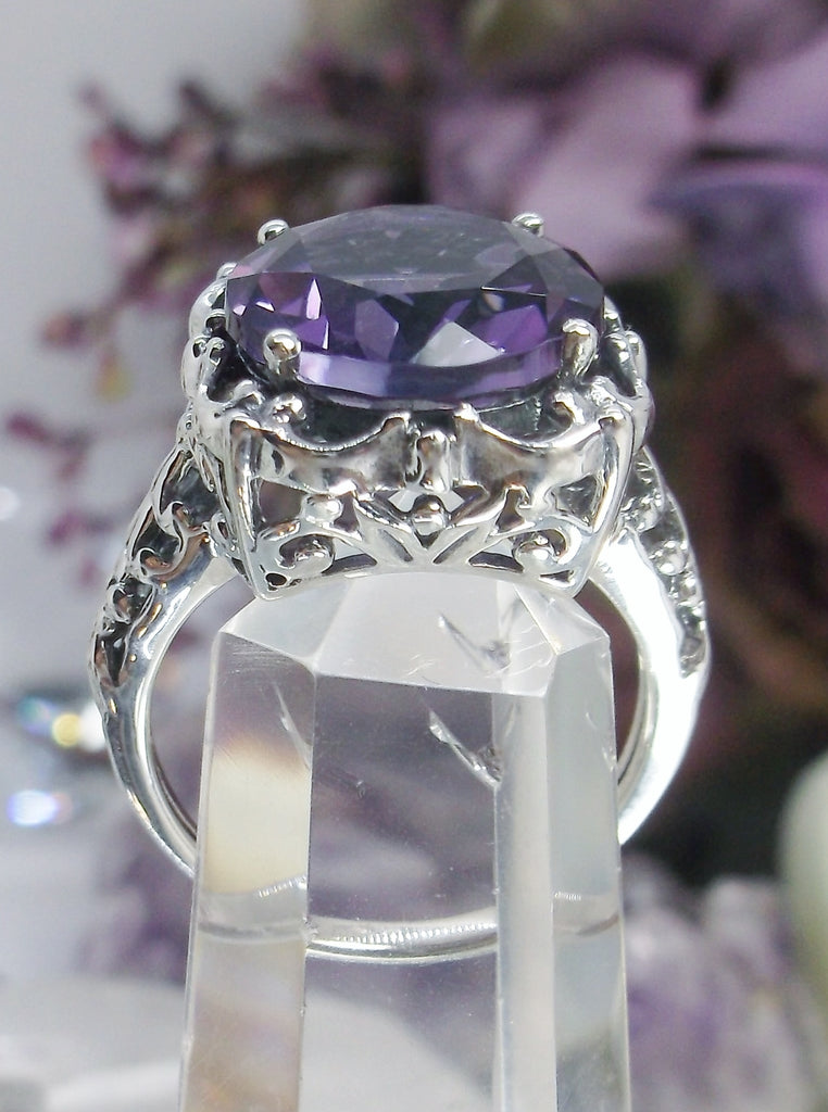 Natural Purple Amethyst Ring, Speechless Design #D103, Sterling Silver Filigree, Vintage Jewelry, Silver Embrace Jewelry