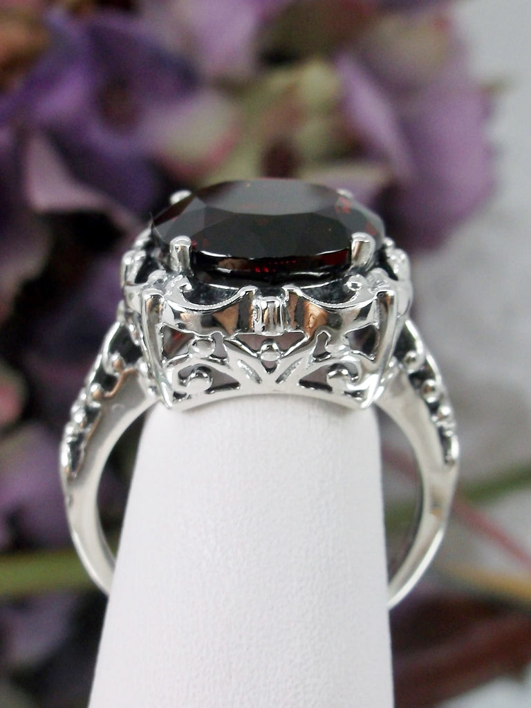 Natural Red Garnet Ring, Speechless Design #D103, Sterling Silver Filigree, Vintage Jewelry, Silver Embrace Jewelry