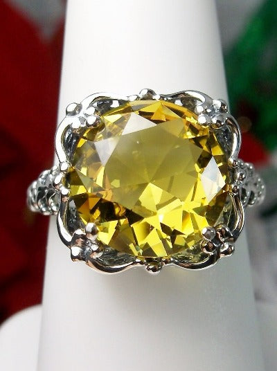 Yellow Citrine Ring, Speechless Design #D103, Sterling Silver Filigree, Vintage Jewelry, Silver Embrace Jewelry