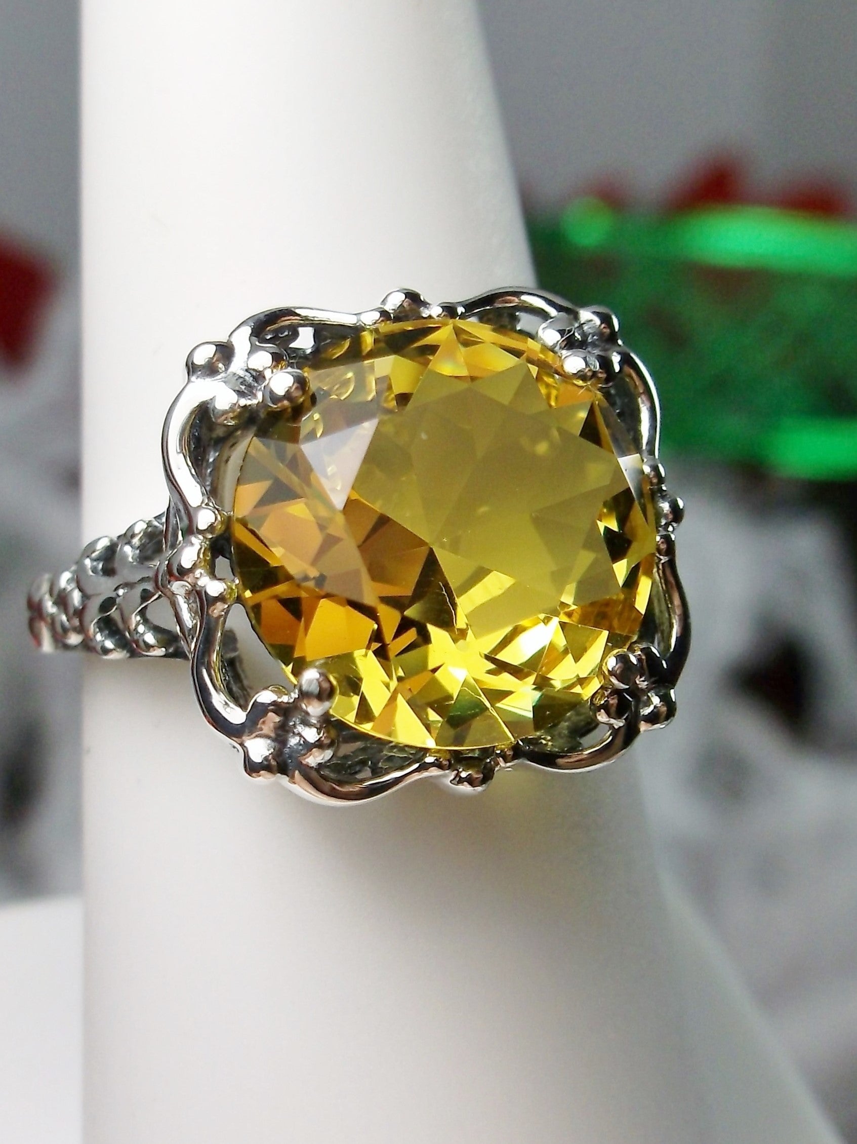 Yellow Citrine Victorian Ring, Vintage Jewelry #D103 – Silver Embrace