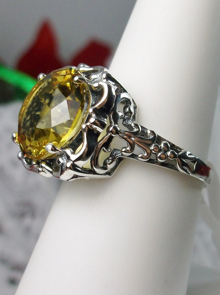 Yellow Citrine Ring, Speechless Design #D103, Sterling Silver Filigree, Vintage Jewelry, Silver Embrace Jewelry