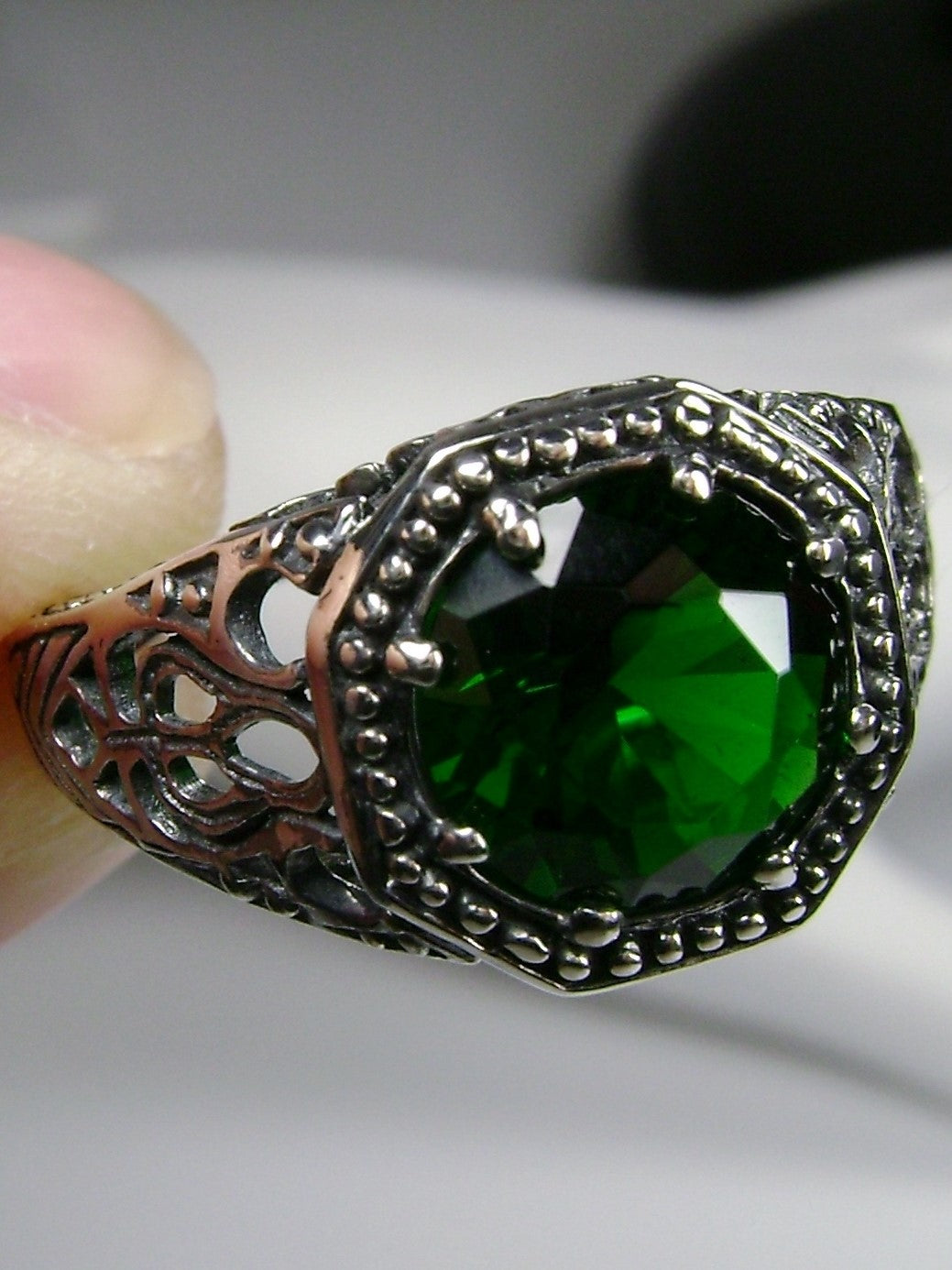 Emerald Ring, 925 Sterling Silver Signet Ring, Men Ring, Women Ring,  Cushion Green Emerald Gemstone Ring, Gift Ring, Designer Boho Ring - Etsy