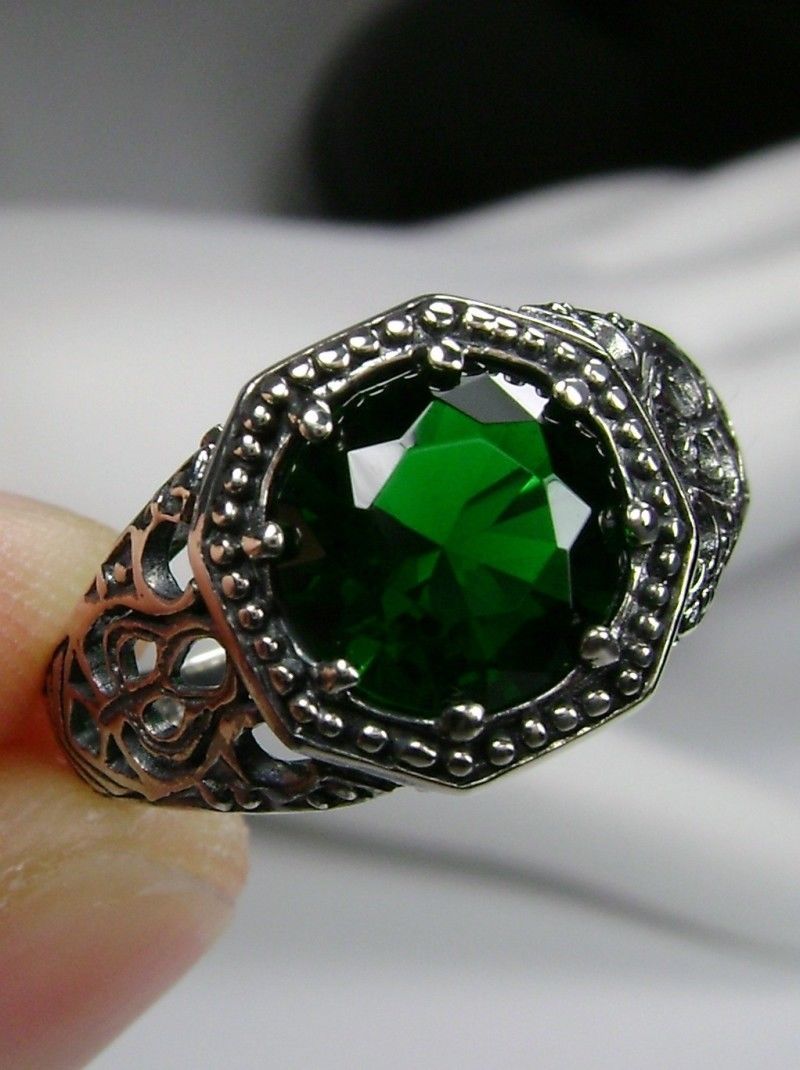 Natural Genuine Emerald Rings, 2 Carat Emerald Engagement rings, Silver  Rings | eBay