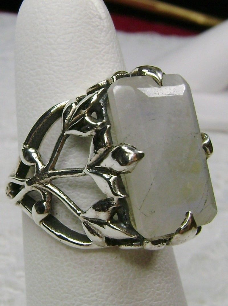 Moonstone iLeaf Ring, Sterling silver Filigree, Ivy & leaf pattern filigree, Silver Embrace Jewelry D110