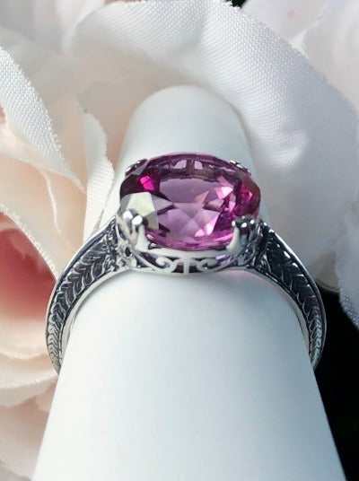 Natural Pink Topaz Ring,  Button Design, Sterling Silver Filigree, Art Deco Jewelry, Silver Embrace Jewelry D12