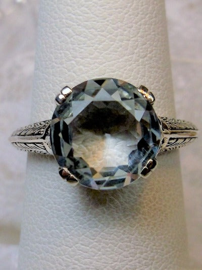 Natural White Topaz Ring,  Button Design, Sterling Silver Filigree, Art Deco Jewelry, Silver Embrace Jewelry D12