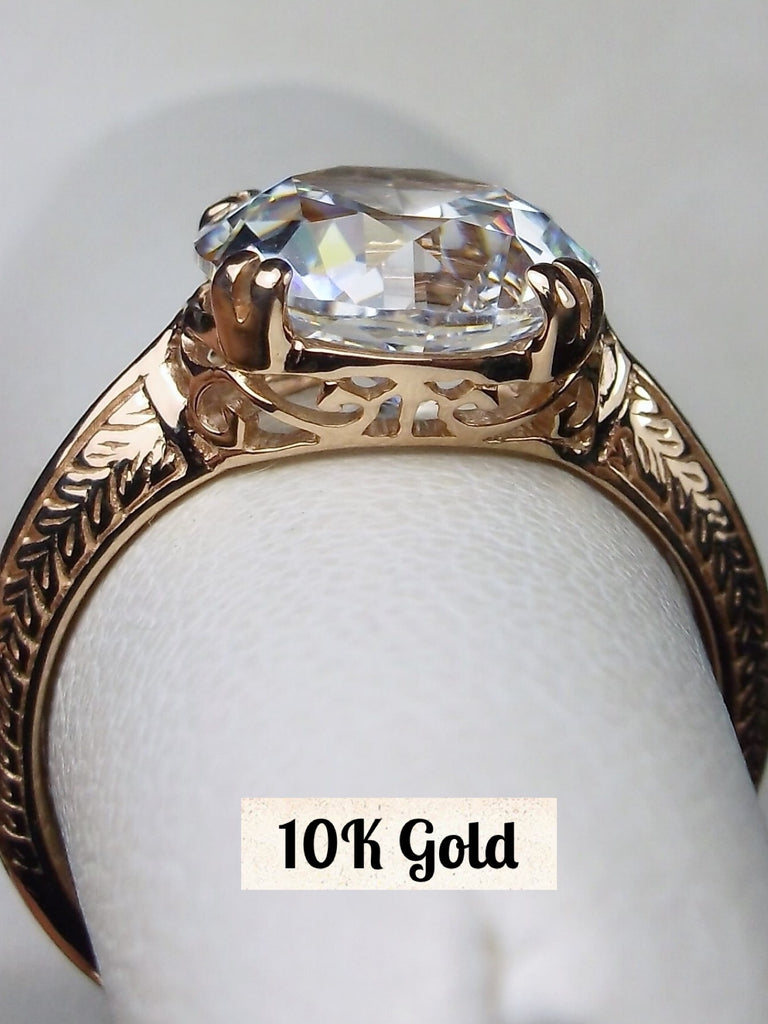 Natural White Topaz Ring, Choice of 10k Solid Gold, 14k Solid Gold, or Rose Gold over sterling Silver, Antique Filigree, Vintage Jewelry, Silver Embrace Jewelry, Button Ring, D12