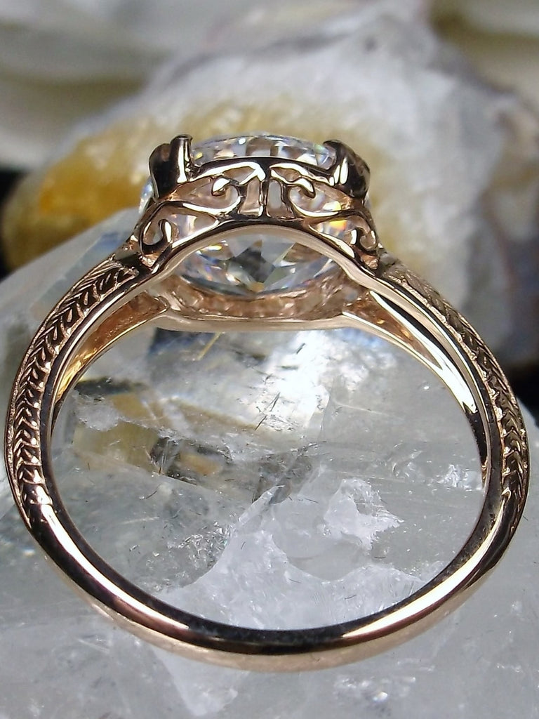 Natural White Topaz Ring, Rose Gold over sterling Silver, Antique Filigree, Vintage Jewelry, Silver Embrace Jewelry, Button Ring, D12