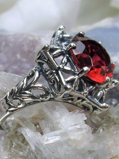 Star Ring, Ruby Ring, Gothic Jewelry Design#D121 – Silver Embrace