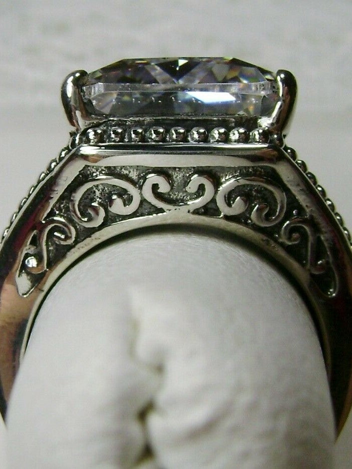 White Topaz Gothic Ring, Rectangle Gothic Ring, Vintage Jewelry, Silver Embrace Jewelry