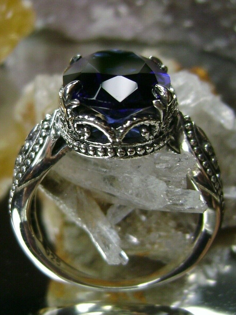 Blue Sapphire Ring, Dragon Design, Sterling Silver Filigree, Gothic Jewelry, Silver Embrace Jewelry