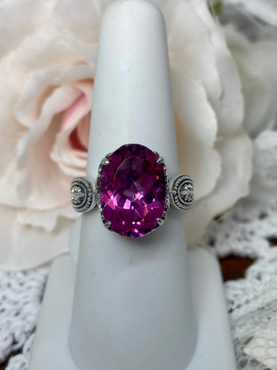 Natural Pink Topaz Ring, Dragon Design, Sterling Silver Filigree, Gothic Jewelry, Silver Embrace Jewelry D133