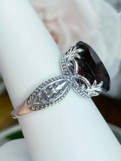 Natural Red Garnet Ring, Dragon Design, Sterling Silver Filigree, Gothic Jewelry, Silver Embrace Jewelry D133