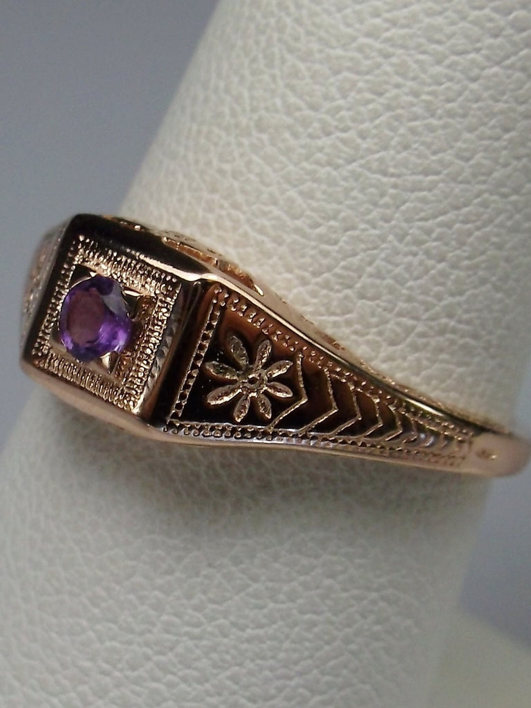 Rose gold plated sterling silver ring, natural purple Amethyst, deco wedding ring, D155, Silver Embrace Jewelry