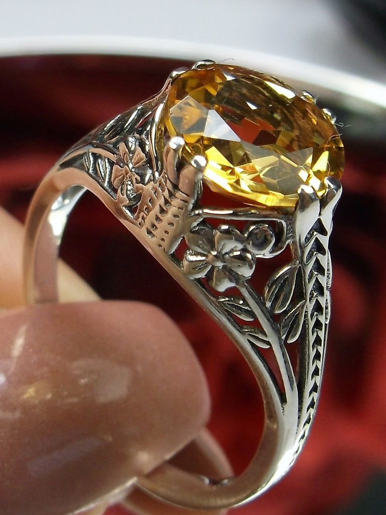 Natural Yellow Citrine Ring, Deco2Fleur, Art Deco Jewelry, Silver Embrace Jewelry