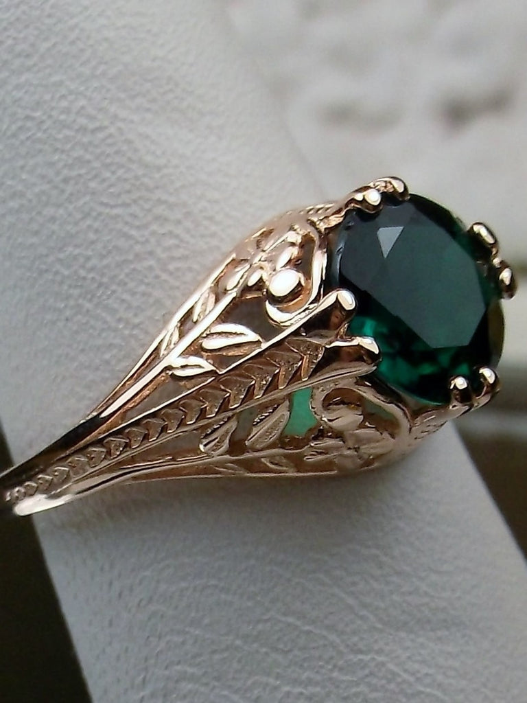 Natural Emerald Ring, Deco2Fleur, Rose Gold plated sterling silver, Victorian Jewelry, Silver Embrace Jewelry