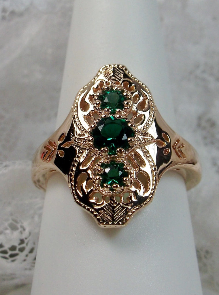 Natural Emerald Ring, Spider Gatsby, 10k or 14k Gold Vintage Jewelry, Silver Embrace Jewelry, D172