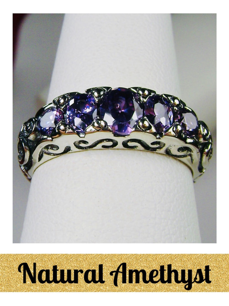 Natural Purple Amethyst Ring, Natural Gemstone, Vintage Jewelry, Sterling Silver Filigree, Silver Embrace Jewelry D19