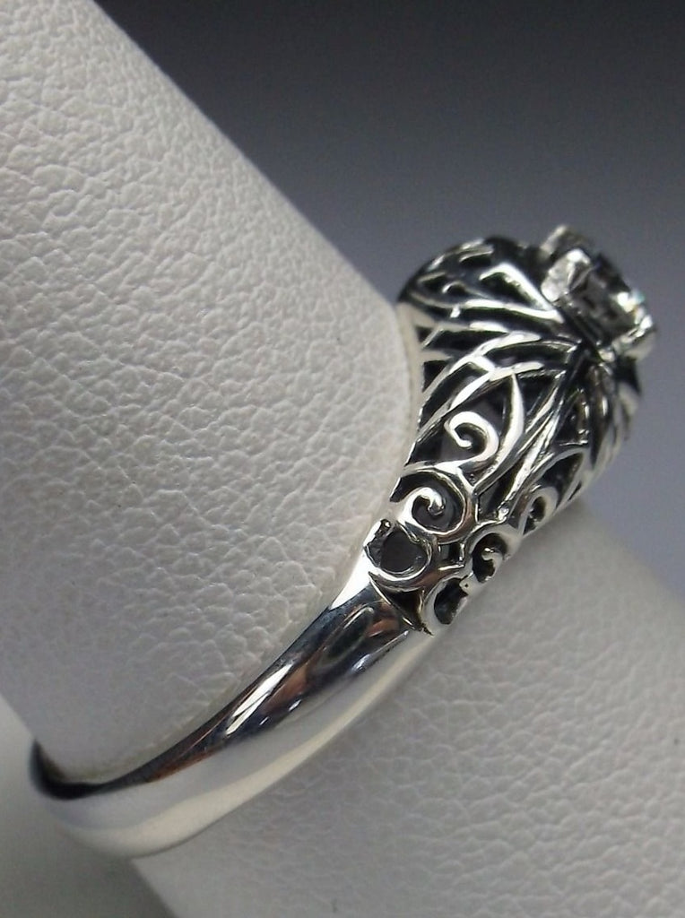 White Cubic Zirconia (CZ) Ring, Patience Ring, Art Deco Jewelry, Sterling Silver Filigree, Silver Embrace Jewelry, D192