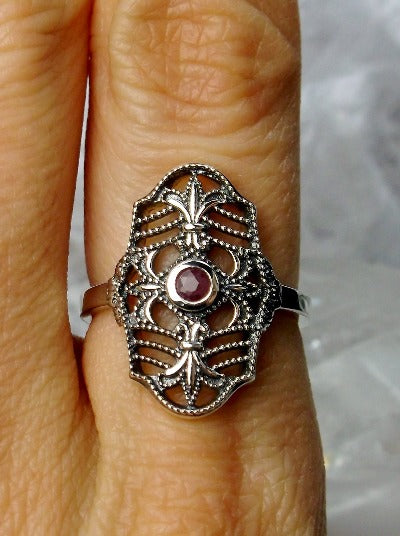 Natural Red Ruby, Victorian jewelry, Sterling Silver Filigree, Silver Embrace Jewelry, François D216