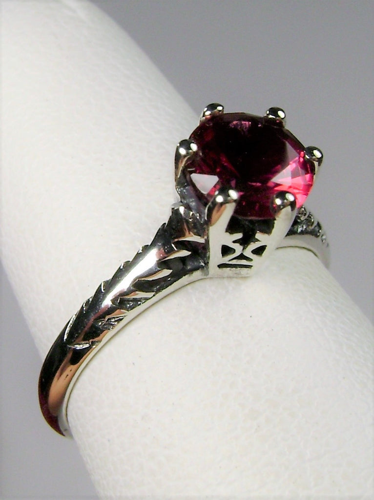 Red Ruby Ring, Wedding Solitaire, Classic design, Sterling Silver Filigree, Silver Embrace Jewelry, D22