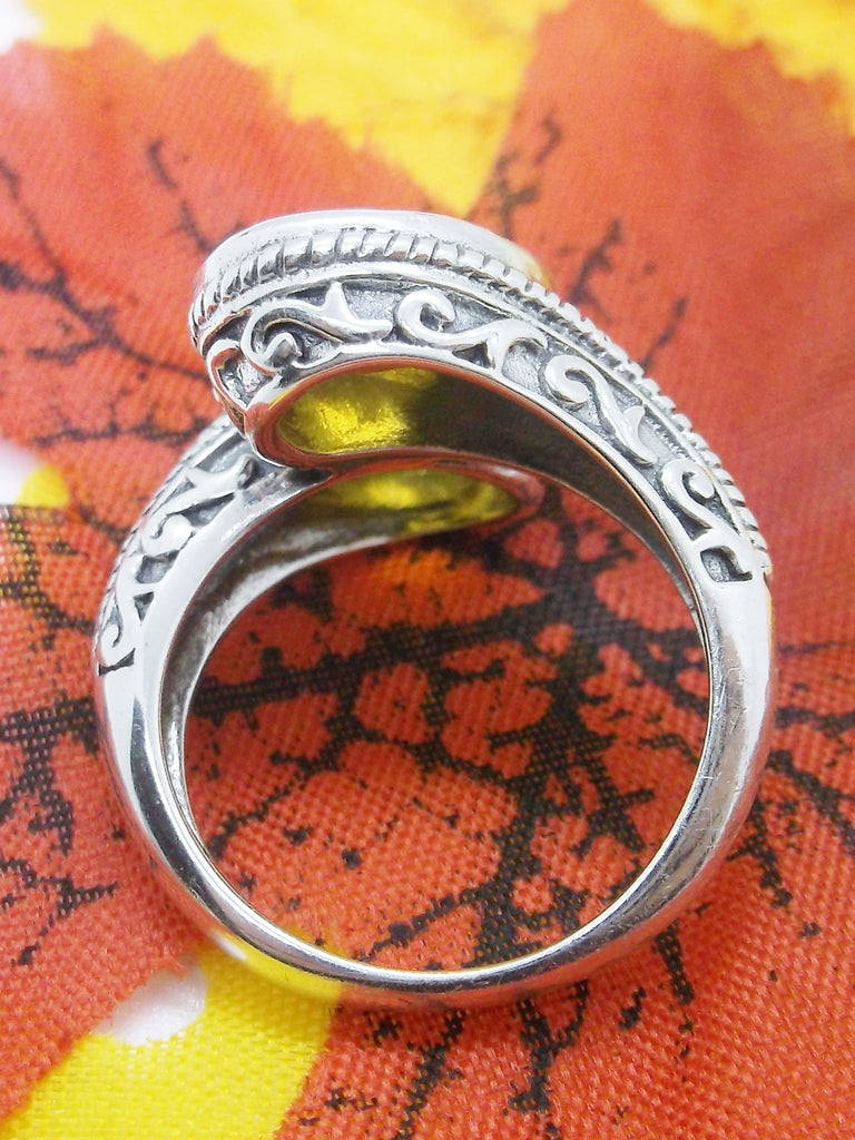 Orange Citrine Dual Jewel Ring, Snake Eyes, Sterling Silver Filigree, Silver Embrace Jewelry