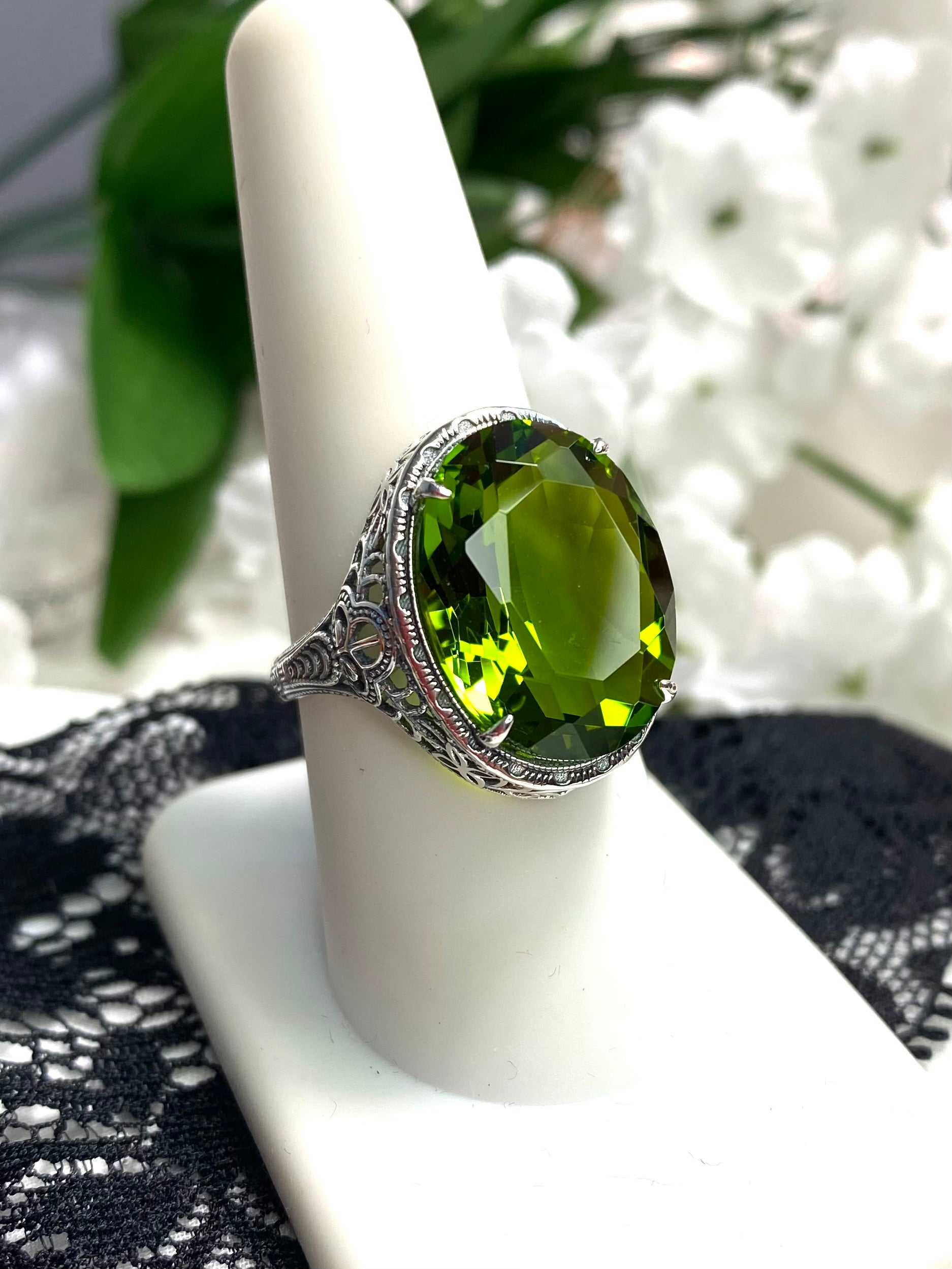 Natural Peridot Gemstone 925 Sterling Silver Women's Gift Ring Indian Size  14 : Amazon.in: Fashion