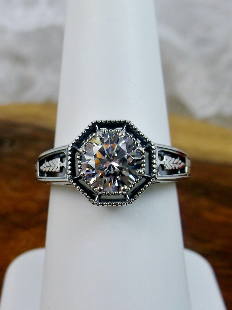 Faux Diamond Ring, Eiffel design, Art Deco Jewelry, Sterling silver Filigree, Silver Embrace Jewelry, #D240