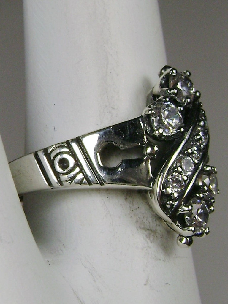 White Cubic Zirconia or Moissanite Ring, Antique Pave Filigree, Sterling Silver, Victorian Jewelry, Silver Embrace Jewelry, D34