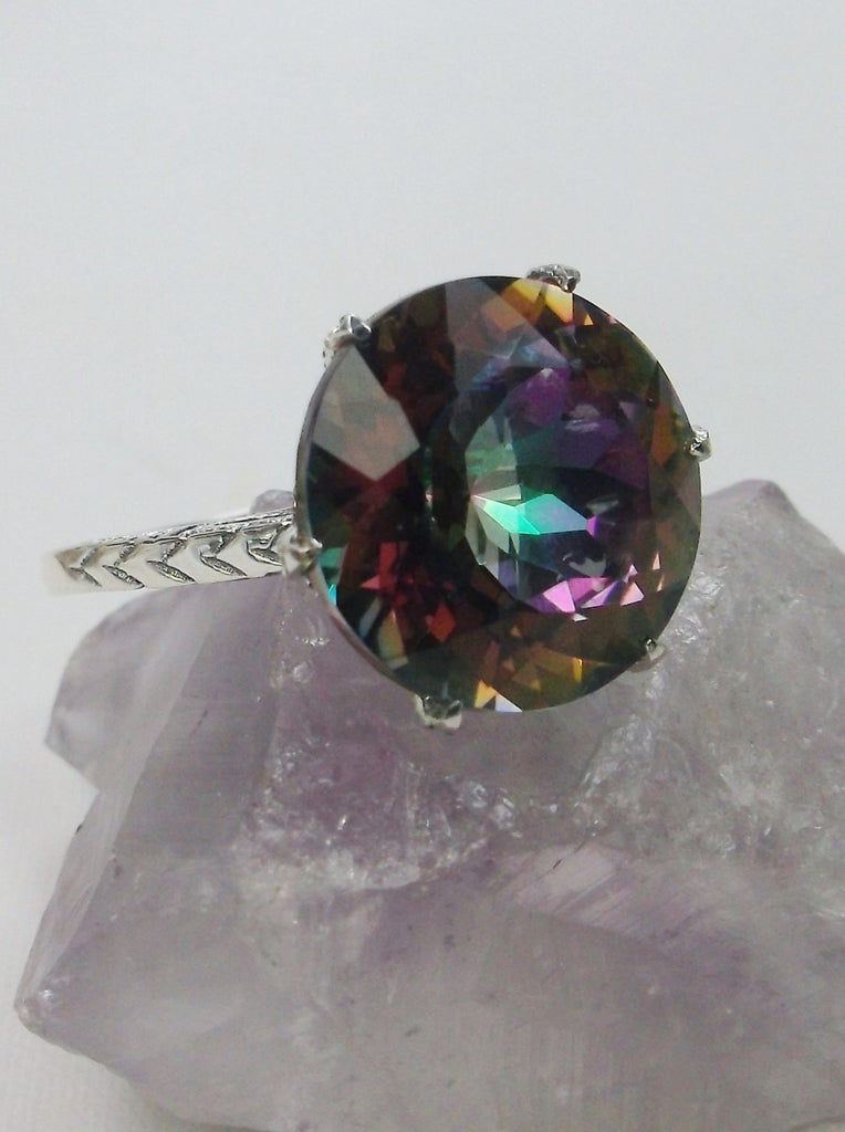 Mystic Topaz Ring, Natural gemstone, classic solitaire Victorian style Ring