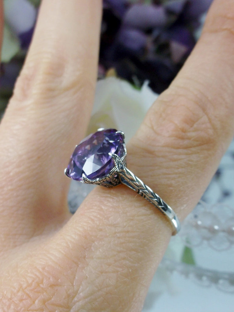 Natural Purple Amethyst Ring, Circa 1900, 100 Year, Sterling Silver Ring, Silver Embrace Jewelry