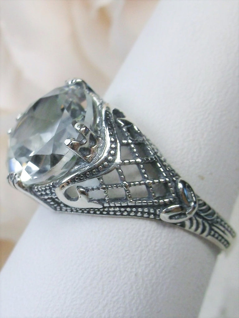 Natural White Topaz Ring, New Bow design, Sterling Silver Filigree, Silver Embrace Jewelry, Vintage Jewelry, D38