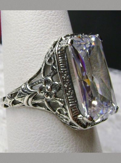 Amazing 8 carat Color Changing Alexandrite & Sterling Silver Antique Style Ring Victorian factory Edwardian Art Nouveau Art Deco Flowers Floral