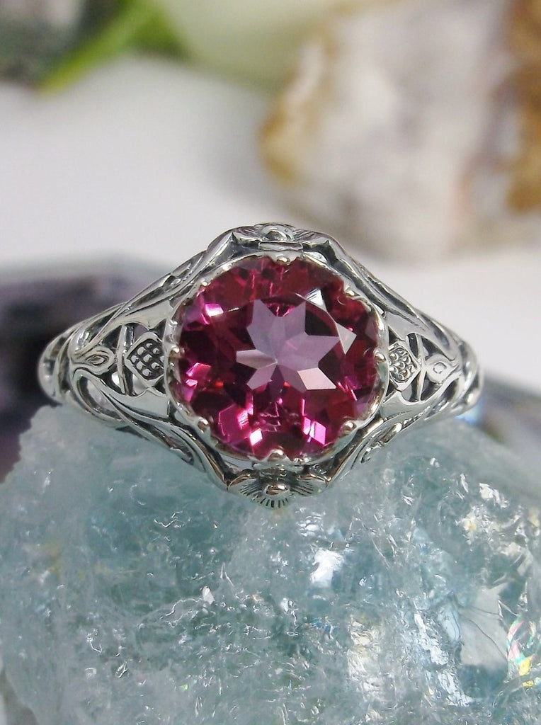 Natural Pink Topaz Ring, Daisy Ring, Sterling Silver Filigree, Vintage Jewelry, Silver Embrace Jewelry, D66
