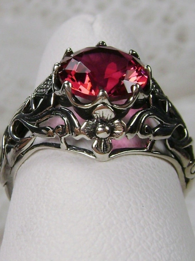 Red Ruby Ring, Daisy Ring, Sterling Silver Filigree, Vintage Jewelry, Silver Embrace Jewelry, D66