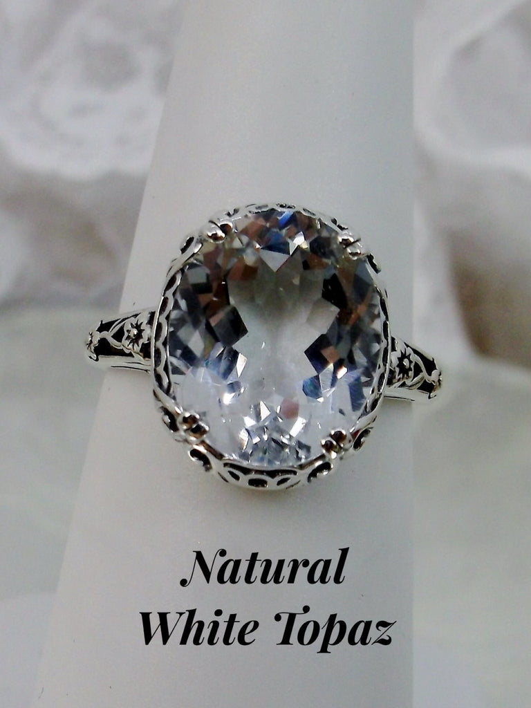 Natural White Topaz Ring, Edwardian Jewelry, Silver Embrace jewelry, D70z