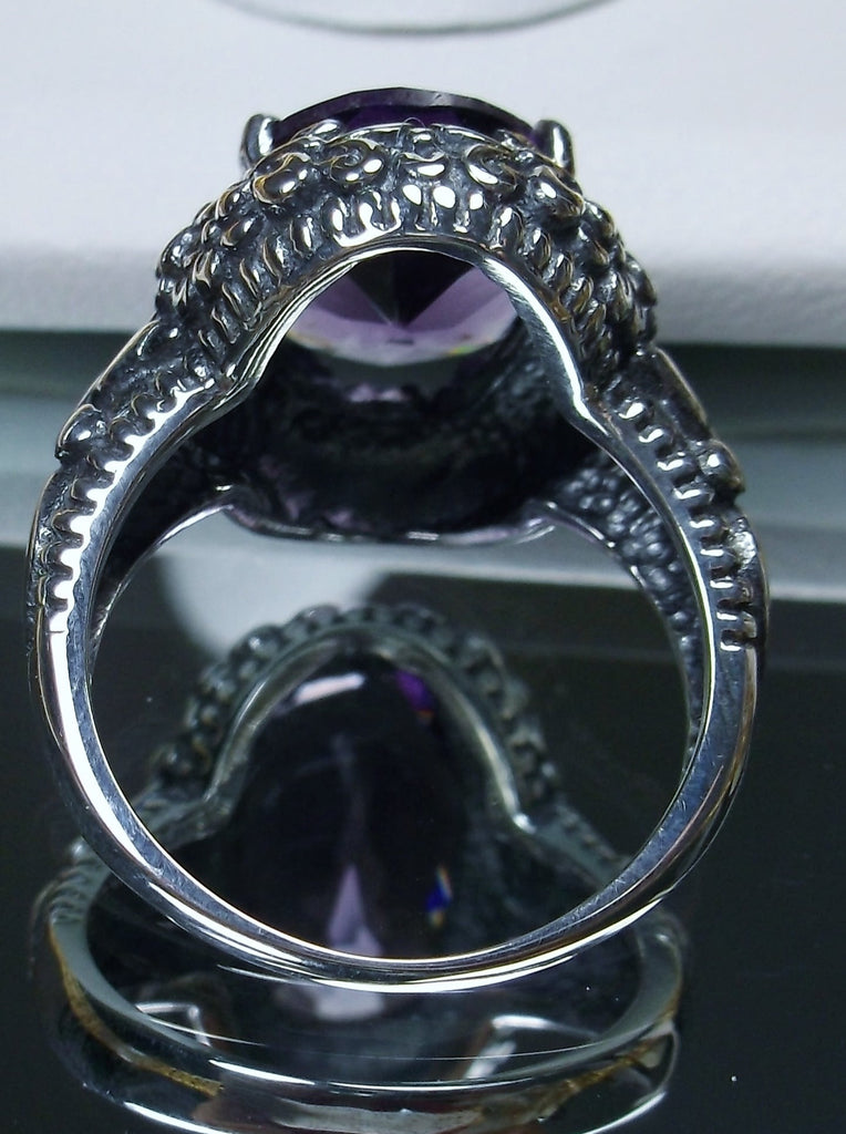 Purple amethyst oval gemstone, Butterfly Ring, Art Nouveau Jewelry, Vintage reproduction jewelry, Sterling silver filigree, Silver Embrace Jewelry, D79 Butterfly Design