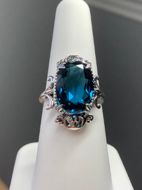 vinde bestå butik London Blue Topaz Ring, Vampire Ring, Gothic Vintage Style Jewelry, #D84 –  Silver Embrace Jewelry
