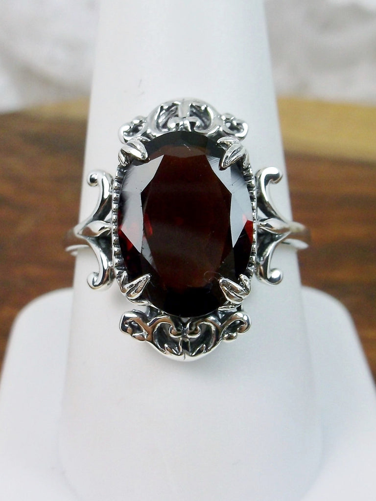 Natural Red garnet Ring, Solid Sterling Silver Filigree, Vampire Gothic Jewelry, Silver Embrace Jewelry, D84