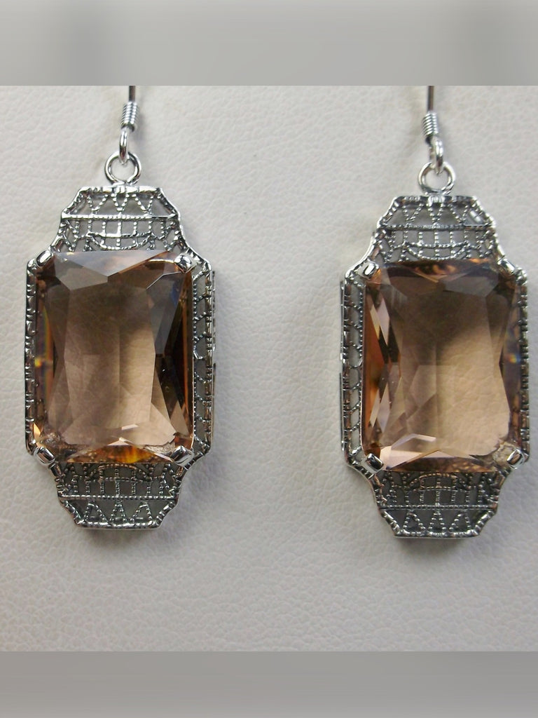 Peach Topaz Earrings, Sterling Silver Filigree, Lantern style Art Deco Jewelry, Silver Embrace Jewelry, E13