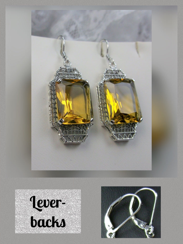 Yellow Citrine Earrings, Sterling Silver Filigree, Lantern style Art Deco Jewelry, Silver Embrace Jewelry, E13