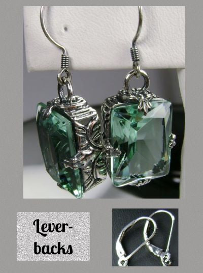Aquamarine (SKY BLUE) Earrings, Art Deco Sterling silver Filigree, Vintage Jewelry, Silver Embrace Jewelry, E15
