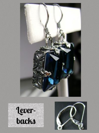 London Blue Topaz Earrings, Art Deco Sterling silver Filigree, Vintage Jewelry, Silver Embrace Jewelry, E15