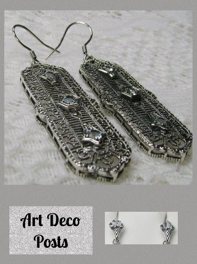 Natural Blue Topaz Earrings, 3 Kings, Sterling silver filigree, trinity gem earrings, silver Embrace Jewelry, E197, art deco postbacks