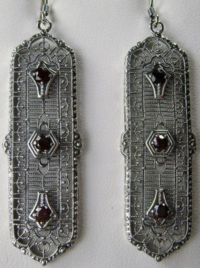 Natural Red Garnet Earrings, 3 Kings, Sterling silver filigree, trinity gem earrings, silver Embrace Jewelry, E197